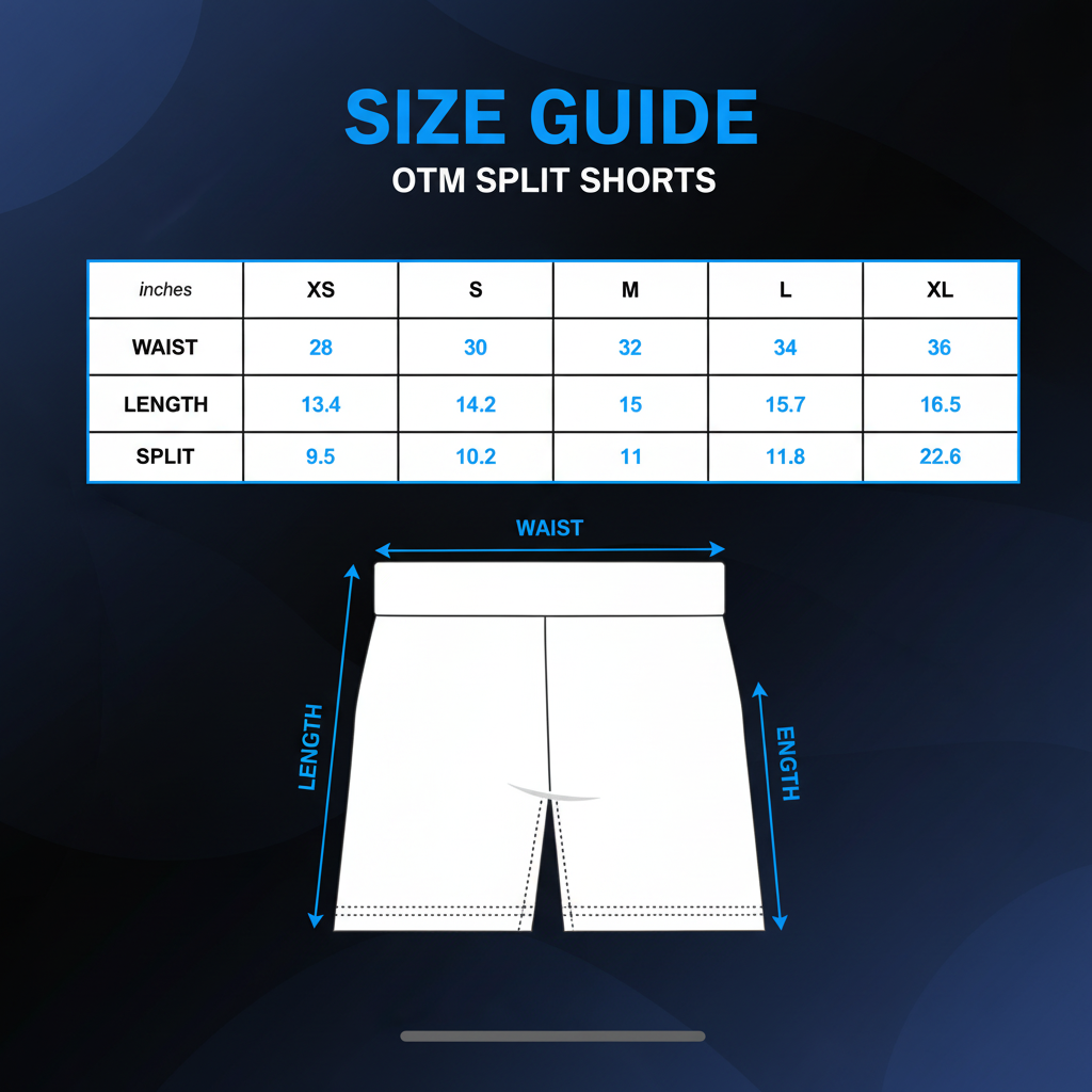 OTM Split Shorts Size Guide